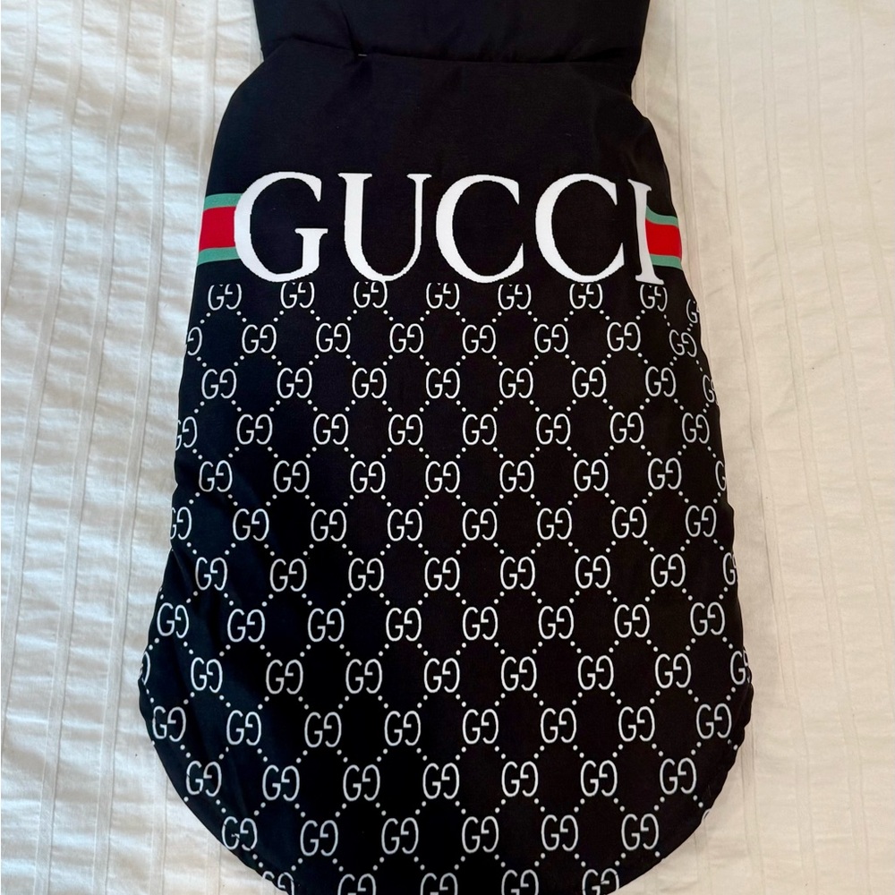 Gucci Black Dog Coat with Red and Green Stripes
